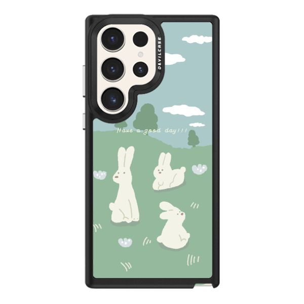 彩繪手機殼 - 兔子散步 | 惡魔防摔殼(標準版): 黑色