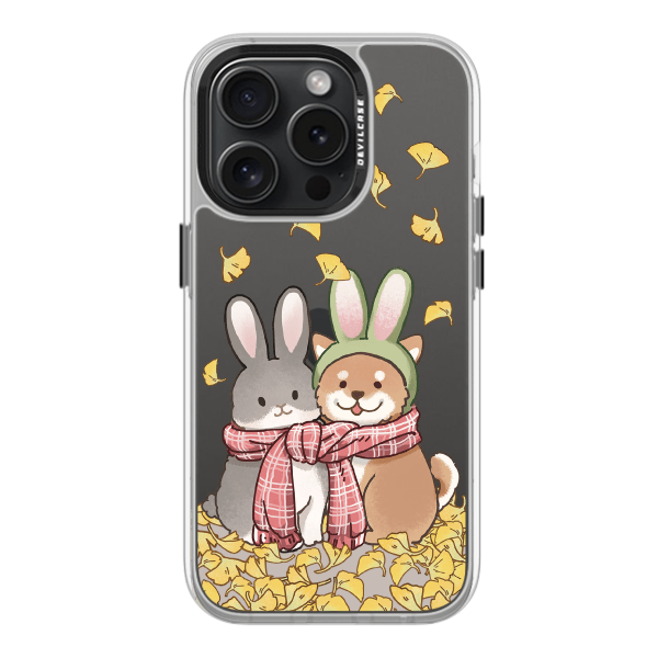彩繪手機殼 - 銀杏下兔子與柴犬 | 惡魔防摔殼(標準版): 透明