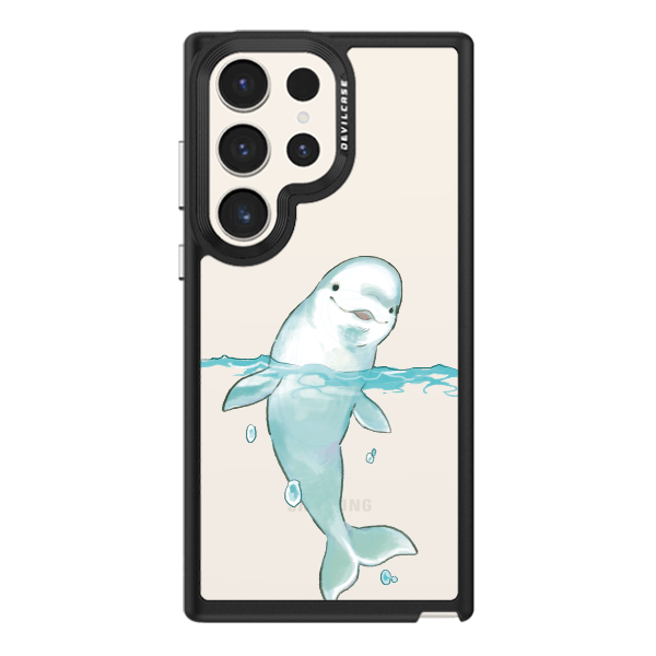 彩繪手機殼 - 海洋生物白鯨 | 惡魔防摔殼(標準版): 黑色