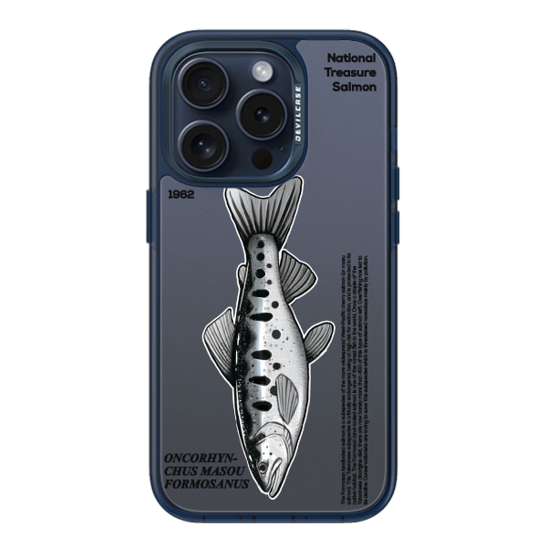 彩繪手機殼 - 鮭魚圖鑑 | 惡魔防摔殼(標準版): 透海藍