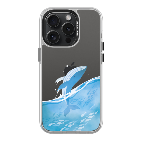 彩繪手機殼 - 跳躍藍鯨 | 惡魔防摔殼(標準版): 透明