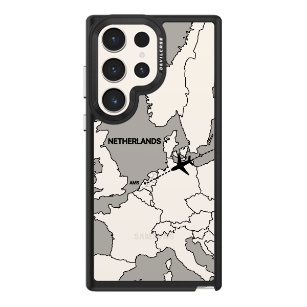 彩繪手機殼 - 飛往阿姆斯特丹 | 惡魔防摔殼(標準版): 黑色