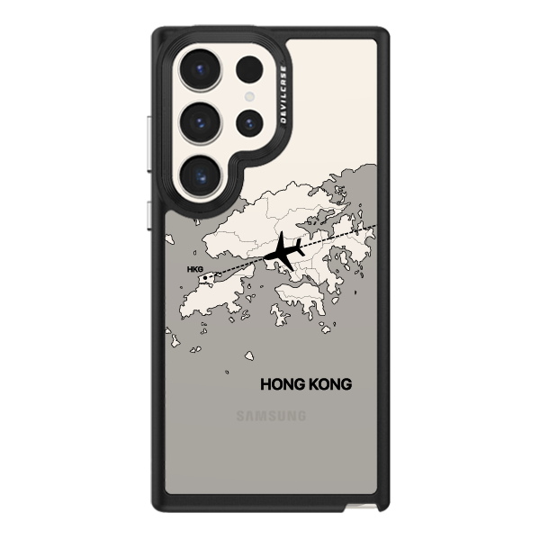 彩繪手機殼 - 飛往香港機場 | 惡魔防摔殼(標準版): 黑色