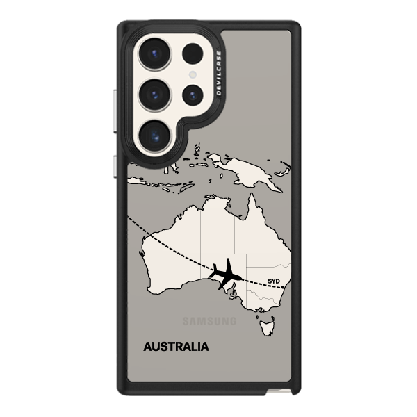 彩繪手機殼 - 飛往雪梨機場 | 惡魔防摔殼(標準版): 黑色