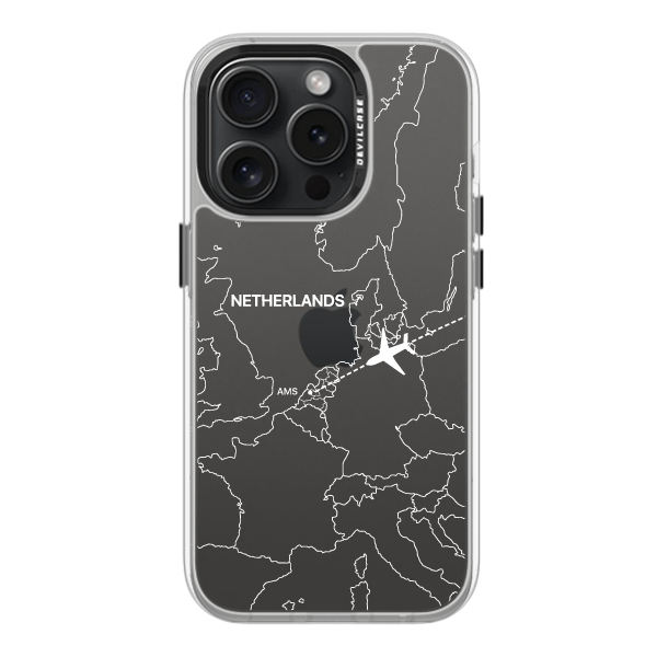 彩繪手機殼 - 飛往阿姆斯特丹(白) | 惡魔防摔殼(標準版): 透明