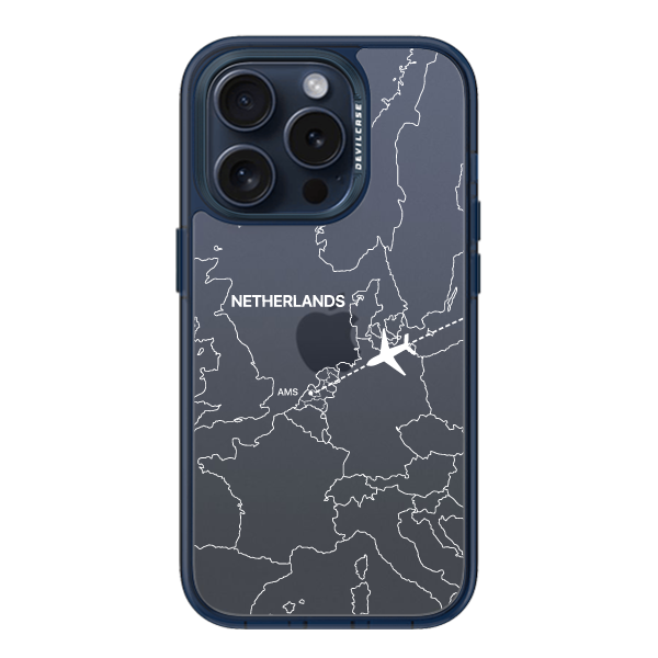 彩繪手機殼 - 飛往阿姆斯特丹(白) | 惡魔防摔殼(標準版): 透海藍