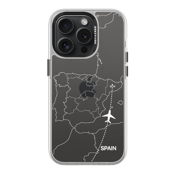 彩繪手機殼 - 飛往巴塞隆納機場(白) | 惡魔防摔殼(標準版): 透明