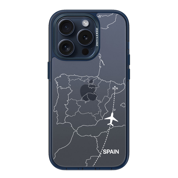 彩繪手機殼 - 飛往巴塞隆納機場(白) | 惡魔防摔殼(標準版): 透海藍