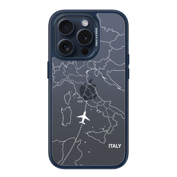 彩繪手機殼 - 飛往羅馬機場(白) | 惡魔防摔殼(標準版): 透海藍