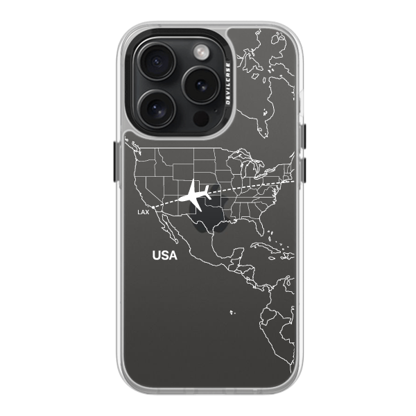 彩繪手機殼 - 飛往洛杉磯機場(白) | 惡魔防摔殼(標準版): 透明