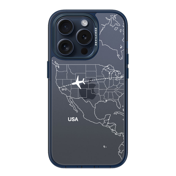 彩繪手機殼 - 飛往舊金山機場(白) | 惡魔防摔殼(標準版): 透海藍