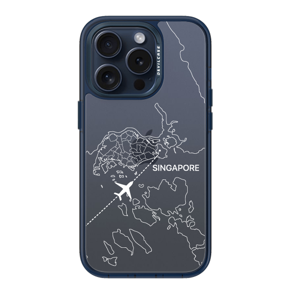 彩繪手機殼 - 飛往新加坡機場(白) | 惡魔防摔殼(標準版): 透海藍