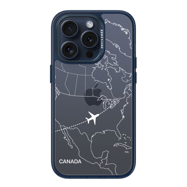 彩繪手機殼 - 飛往多倫多機場(白) | 惡魔防摔殼(標準版): 透海藍