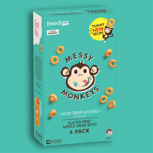 Messy Monkeys Whole Grain Bites - Sour Cream & Chives (6x20g)